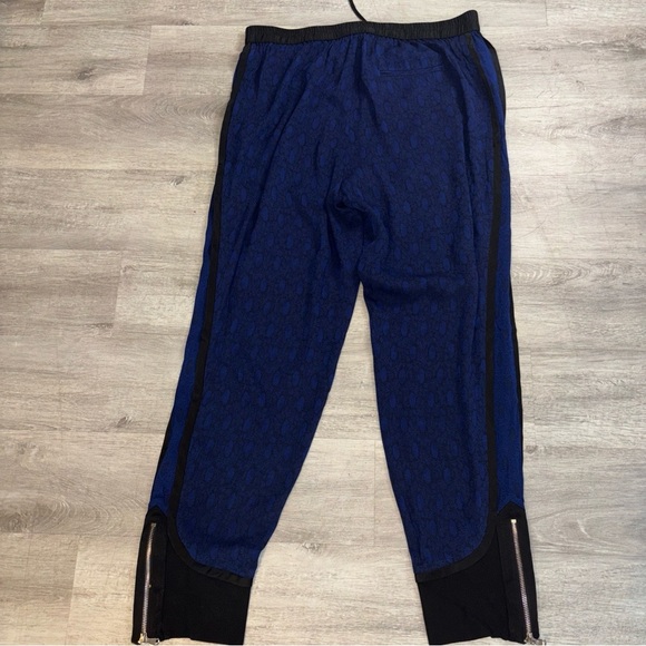 3.1 Phillip lim black/blue patterned silk trim joggers size 12 EUC - Picture 9 of 10